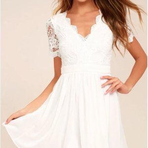 Lulu's White Lace Skater Dress - Small